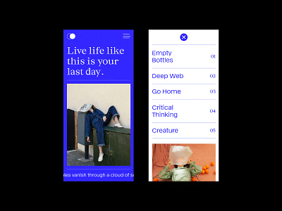 Last Day blue branding landing menu mobile navigation typography ui ux