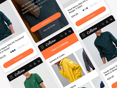 Collision Mobile App art branding design fashion app graphic design minimal mobile mobile app online shopping retail typography ui ux web website