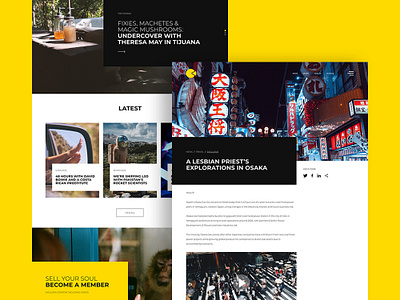 Blog Template art article black blog branding design graphic design news travel typography ui ux web yellow