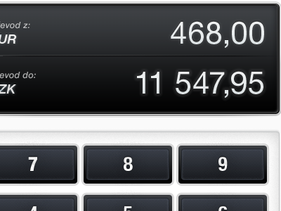 CSOB iPad Interface #03 bank banking buttons calculator convert csob display interface ios ipad light numbers ui