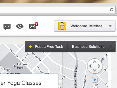 Map Web App - Detail #01 web webdesign ui map icons location user menu navigation gps