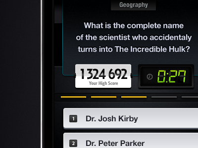 iPhone Trivia App (Game) #2 app buttons digital game gui interface ios iphone score timer trivia ui