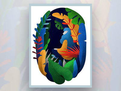 Tropical dream colorful design girl illustration landscape tropical vector