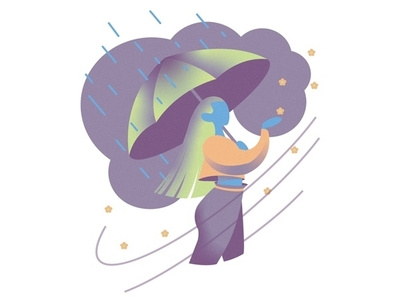 Spring adobe illustrator colorful flowers girl gradient illustration rain spring vector