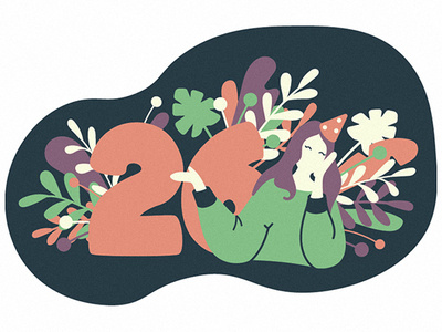 Birthday adobe illustrator birthday colorful flowers girl illustration vector