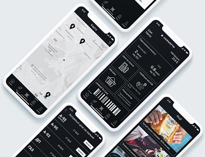 Concept Mobile App UI UX Design for UkrNafta app black design gas station ios mobile ui design ux