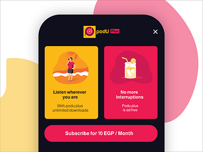 Podu Plus Subscription Screen