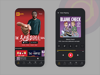 Podu App app design mobile music music player podcast ui ux