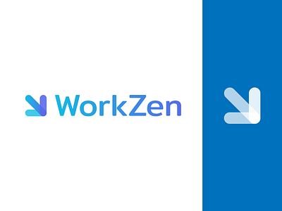 WorkZen Logo arrow blue branding design logo white work zen