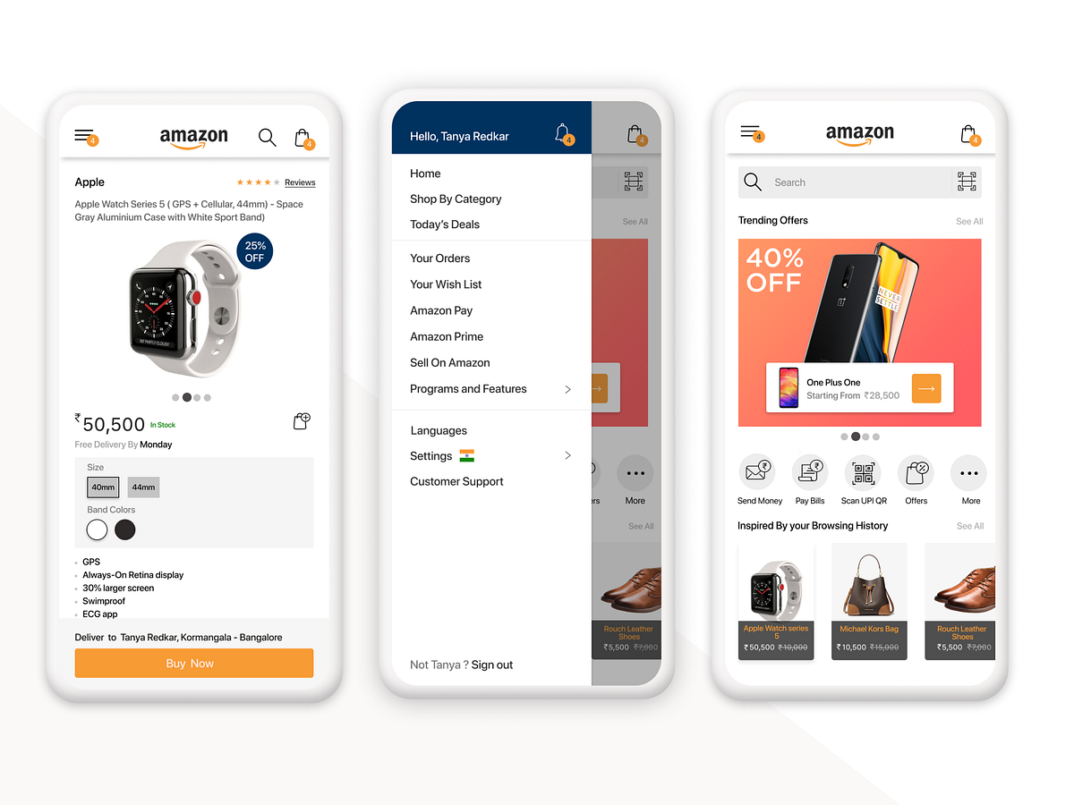 Amazon UX UI designs, themes, templates and downloadable graphic