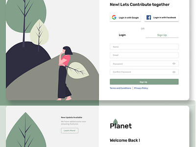 Planet - Login/Sign Up Screen color design ui ux