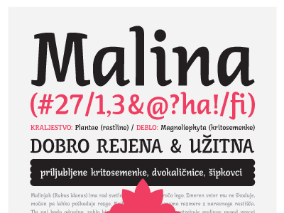 Malina typeface.