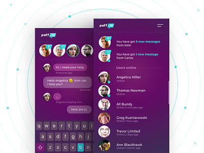 Puff Chat App app chat clean communication conversation intervi message mobile modern ui ux