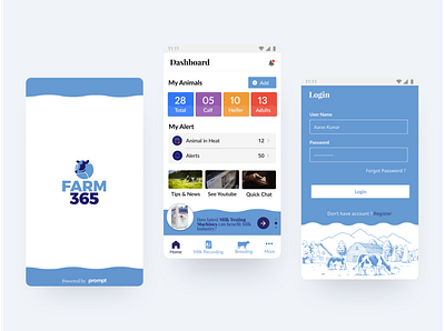 Farm 365 app Dashboard & Login Screens android app appdesign clean dashboard figma minimal mobileapp ui ux