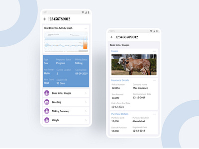 Farm 365 app Animal Basic Details and Graph Layout animalapp appdesing basicdetails cattlemanagement farmerapp graph graphlayout heat