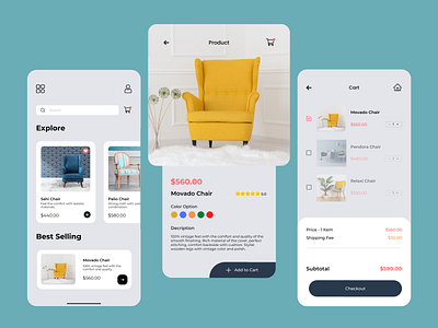 Furniture Shopping App Interface Design app design app interface e commerce app e commerce shop furniture app furniture store mobile app mobile app design mobile application online shop