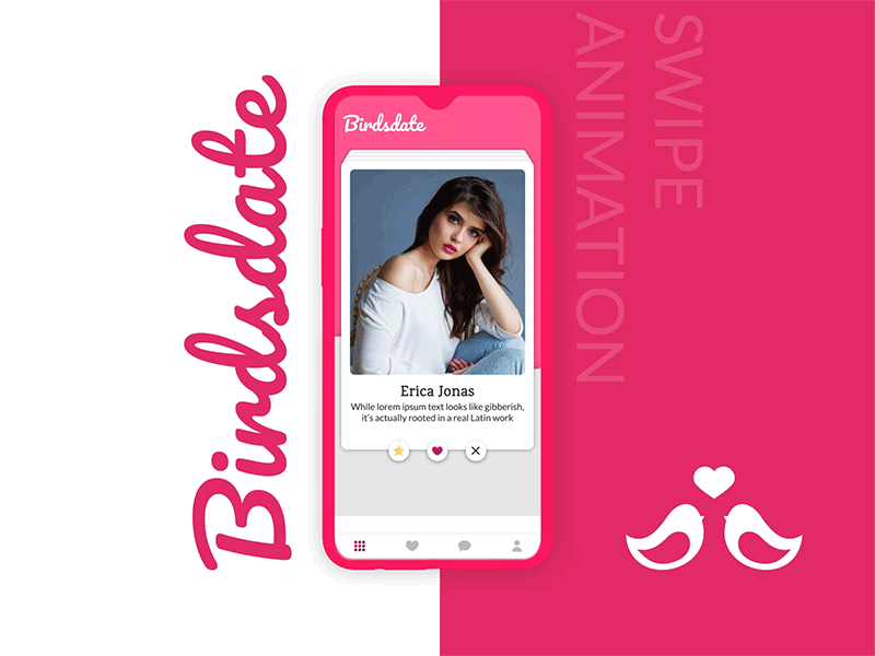 Personal Profile - Swipe Animation aftereffects animation app app design birdsdate design interactive mobile mobile app design mobile uiux photoshop profile design transition