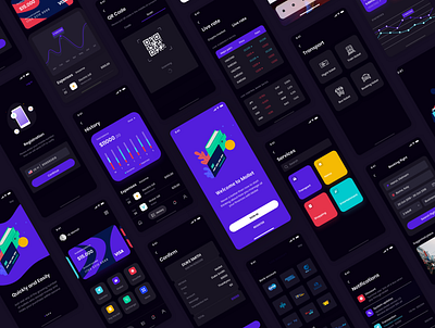 MOLLET - Wallet app UI Kit bank card banking banking app dark mode dark theme dark ui finance finance app finances illustration mobile app onboarding splash statistics template design templates ui design user interface wallet wallet app