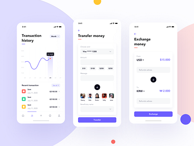 Krixi Wallet UI Kit bank app bank card banking banking app chart clean ui finance finance app fintech fintech app onboarding statistics transfer transfer money ui ui design ui kit wallet wallet app wallet ui