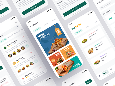 Fooddoor - Food delivery UI Kit app design bank card cart clean ui finance food food app food order food ui hoem screen mobile app mobile design mobile ui order payment rating template theme ui design ui kit