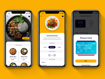 Foode App UI Kit app app design appdesign apple design clean ui food food app food ui mobile app ui ui design ui kit ui ux ui ux design uikit user interface ux website design yellow yellowstone