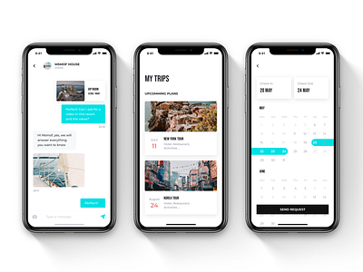 METHYST - Travel & Booking UI Kit booking booking app calendar chat chat app clean clean ui hotel booking minimalist mobile app tour travel travel app trips ui ui design ui kit ui ux uikit user interface