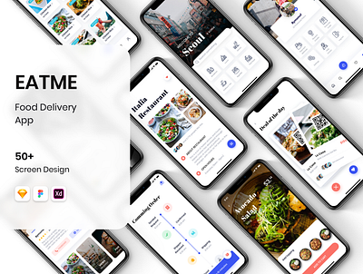 EAT ME - Food Delivery App UI Kit app design booking booking app clean ui food food app food delivery food delivery app food order mobile app order profile ui ui design ui kit ui ux uikit user interface