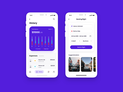 MOLLET - Wallet app UI Kit app design bank bank app bank card banking banking app chart clean ui finance finance app flight booking mobile app statistics ui ui design ui kit ui ux user interface wallet wallet app