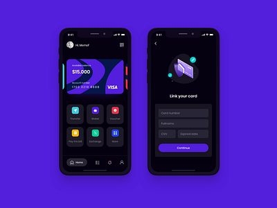 MOLLET DARKMODE app bank bank app bank card bank ui banking banking app chart darkmode finance finance app finance ui homepage statistics tab bar ui ui ux wallet wallet app wallet ui