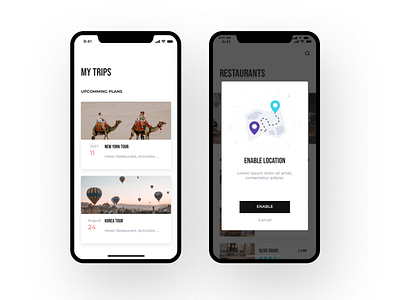 METHYST - Travel & Booking UI Kit booking booking app cards clean ui location mobile app plans popup restaurant travel travel app traveling travelling trip trip planner ui ui design ui kit ui ux user interface