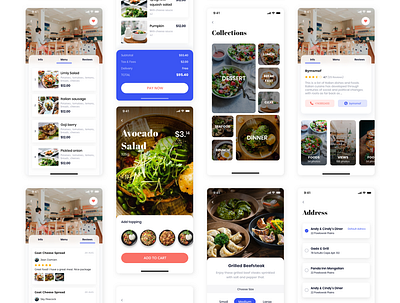 EAT ME - Food Delivery App UI Kit booking clean ui delivery app finance food food app food delivery food delivery app food design food order foodie location menu order payment profile restaurant ui ui design ui kit