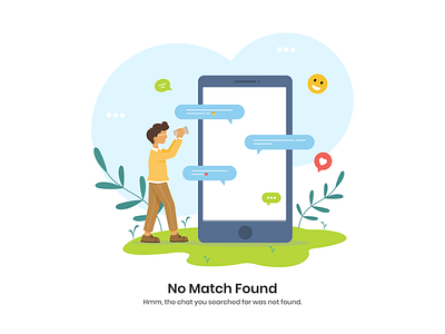 No Match chat conversation design illustration looking man no match phone search search results vector