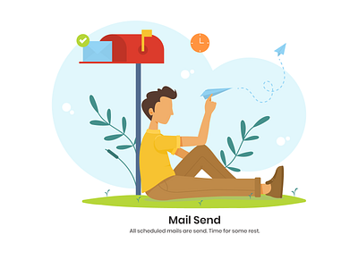 Mail Send design free time illustration mail mail send mailbox man relaxed send vector