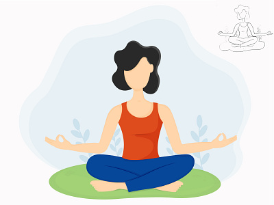 Meditation illustration lady meditation peace vector yoga