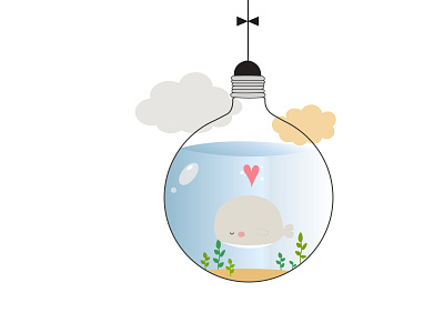 pet whale bulb cloud heart illustration love pet plant vector whale