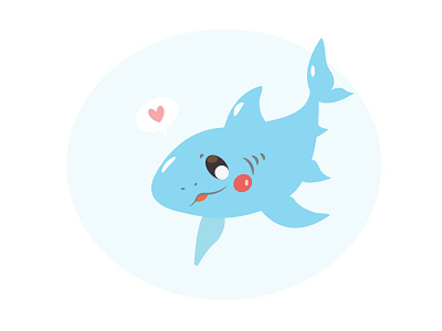 shark happy heart illustration shark vector