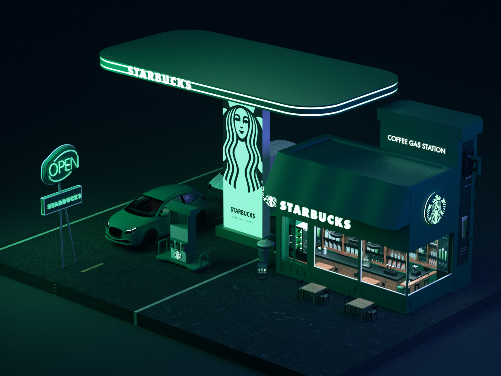 starbucks coffee gas station by Salma A Mohamed on Dribbble