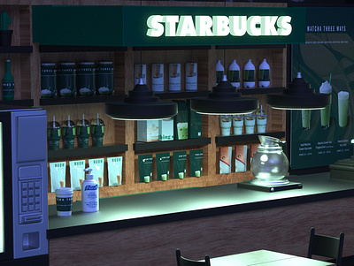 starbucks kitchen design 3d 3d art 3d artist 3d modeling cinema4d design digital digital illustration digital3d illustration isometric design octanerender render