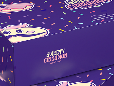 sweety cinnamon is a brand-new dessert and bakery shop 3d 3dart 3dpack box branding characterdesign funky fuuny graphic design logo packaging packs sweets sweety ui
