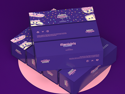 sweety cinnamon is a brand-new dessert and bakery shop 3d 3dart 3dpackaging bakery box branding cinnabon cinnamon colors funky funny graphic design logo modeling pack packaging sweets ui