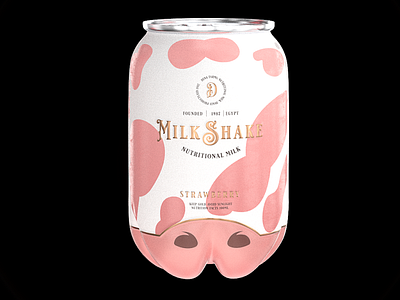 dina farms strawberry milkshake 3d 3d artist 3d modeling branding cans design graphic design isometric design logo milkshake packaging product strawberry