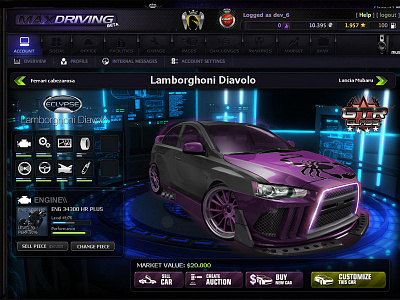 Maxdriving Interface html interface ux videogame