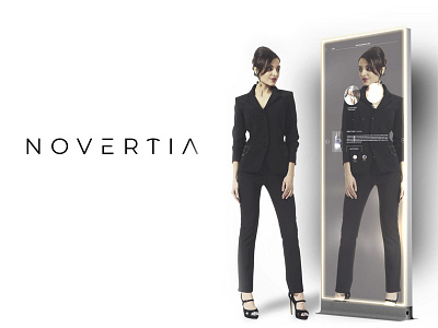 Novertia new logo and mockup beauty digital mirror logo mockup tech