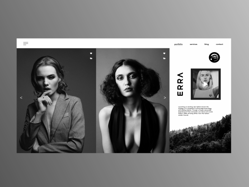Homepage animation of the fashion brand ERRA