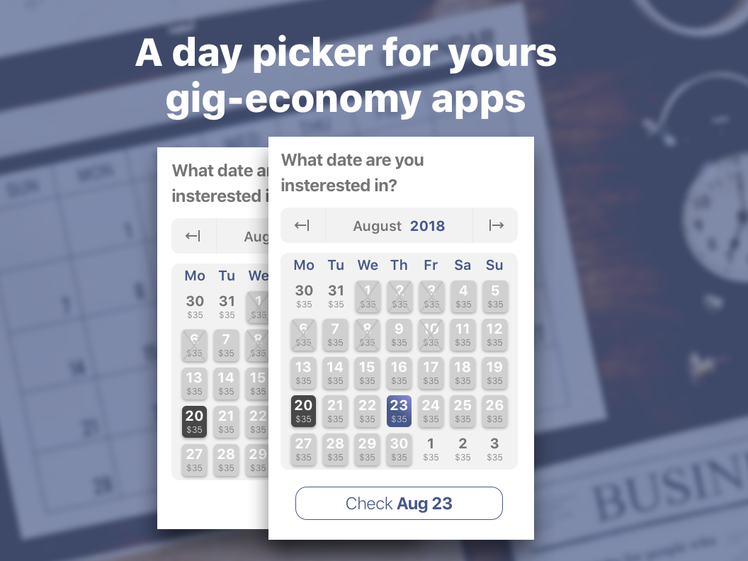 Calendar widget for gig economy apps by Danila on Dribbble