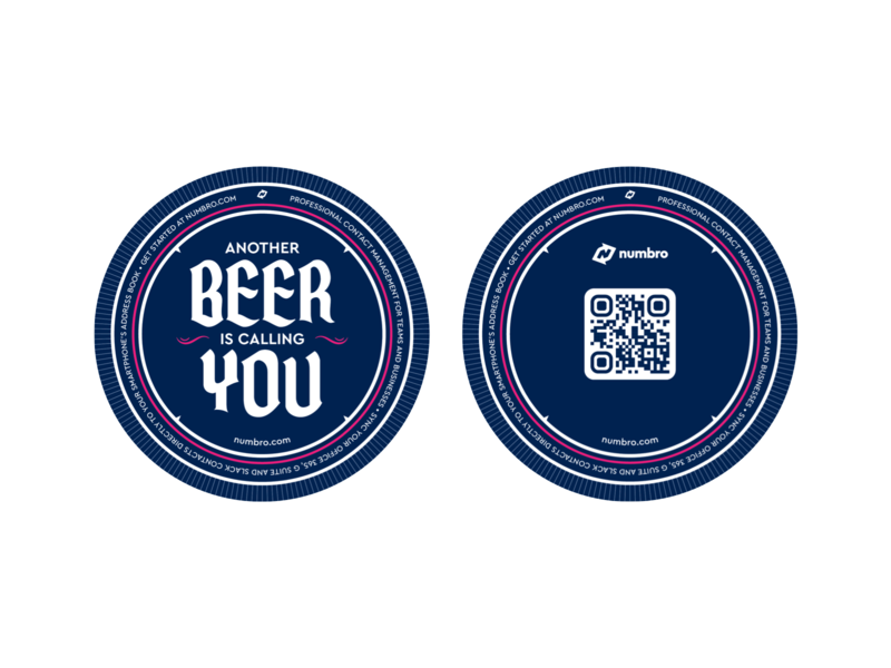 Numbro Beer Coasters beer brand branding call coaster contact drink numbro print vector