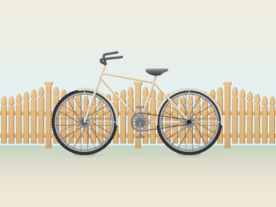 Retro Bike Illustration bicycle bike fence illustration illustrator retro tutorial vector