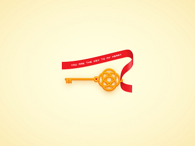 Key Illustration golden illustration illustrator key ribbon ruby tutorial vector