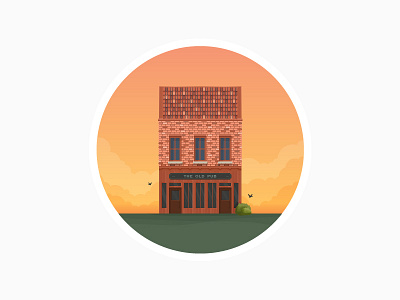 Flat Pub Icon brick flat icon illustrator pub round tutorial vector