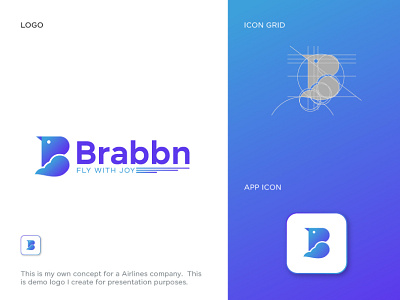 Barbbn Logo Design | B letter Airline Logo Design